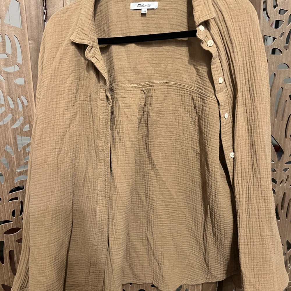 Madewell Light Brown Textured Button-Down Shirt
